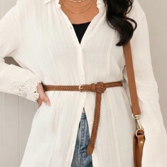 Camel Braided Vegan Leather Belt (U415)